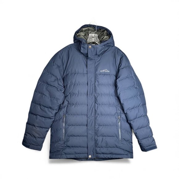 Eddie Bauer Men’s Down Puffer Jacket Winter Parka Full Zip Coat Large Blue - Picture 1 of 14